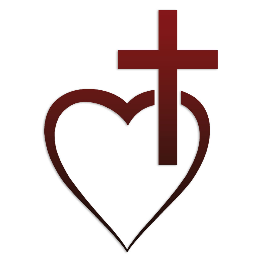 Christian Cross Heart - Decal Sticker - Multiple Patterns & Sizes